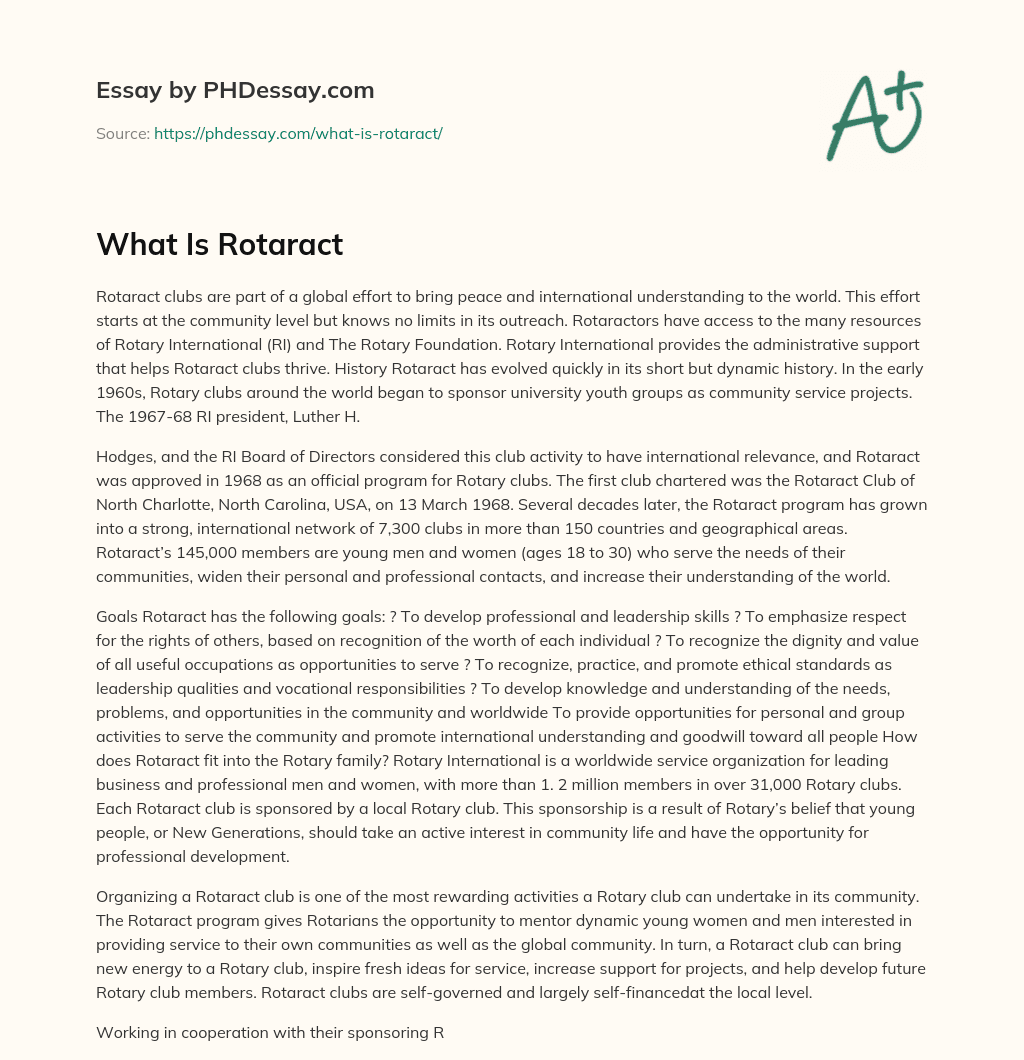 What Is Rotaract essay