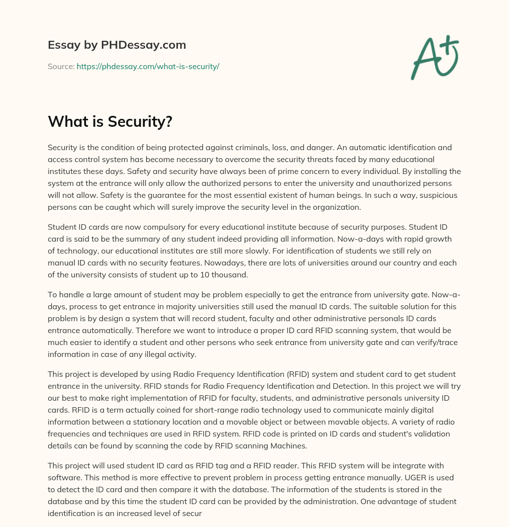 What is Security? essay