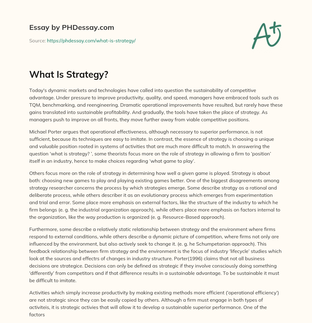 What Is Strategy? essay