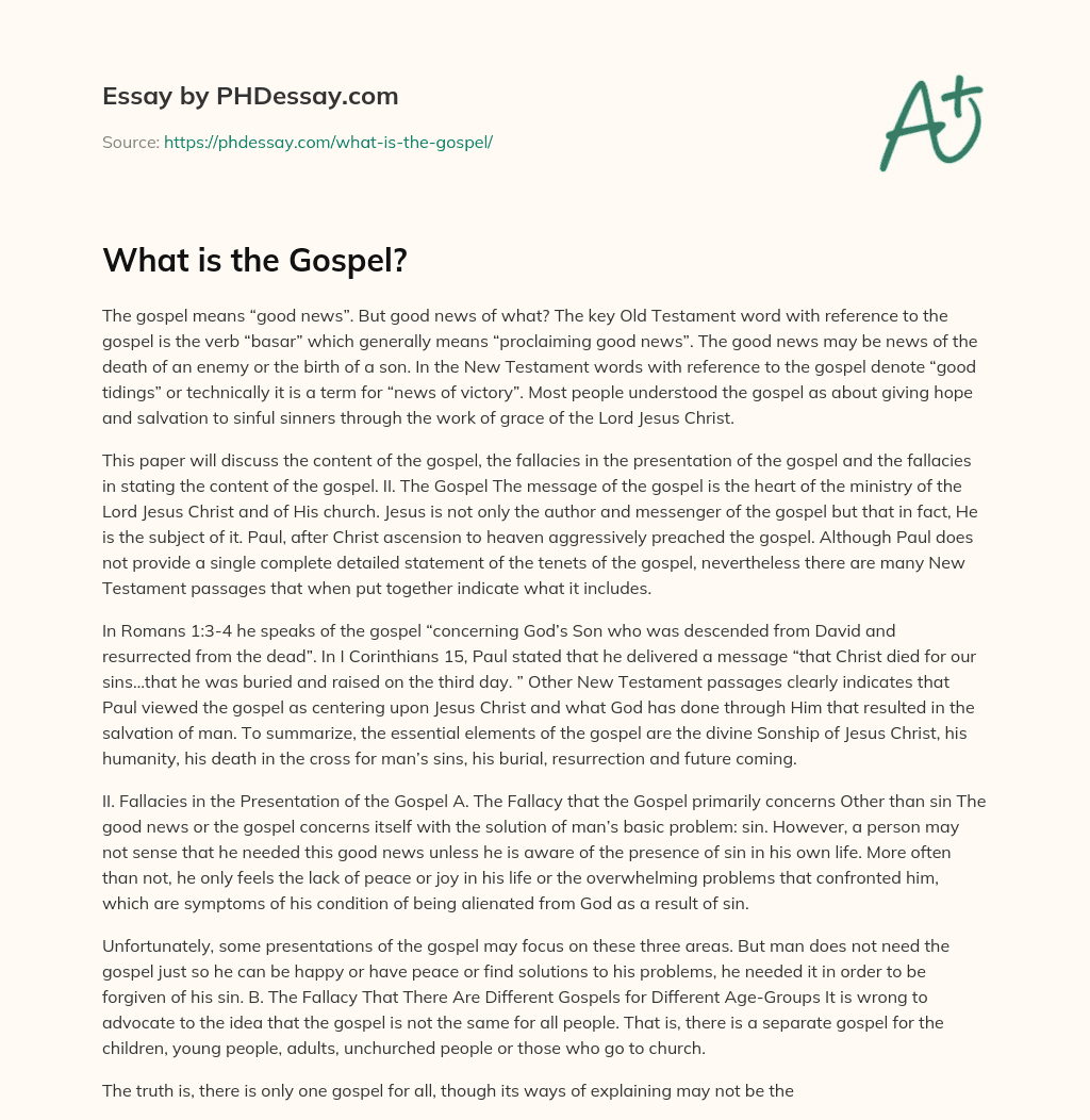 What is the Gospel? essay