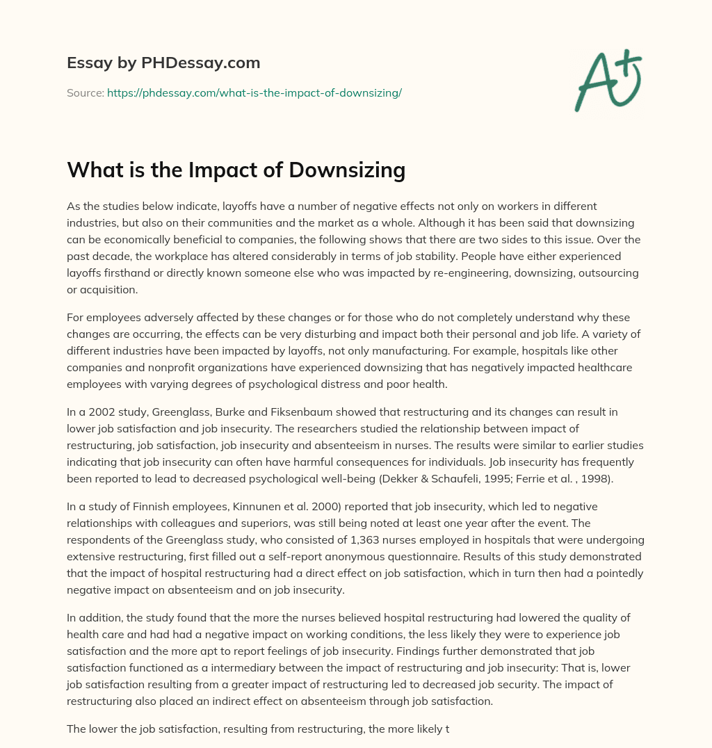 What is the Impact of Downsizing - PHDessay.com