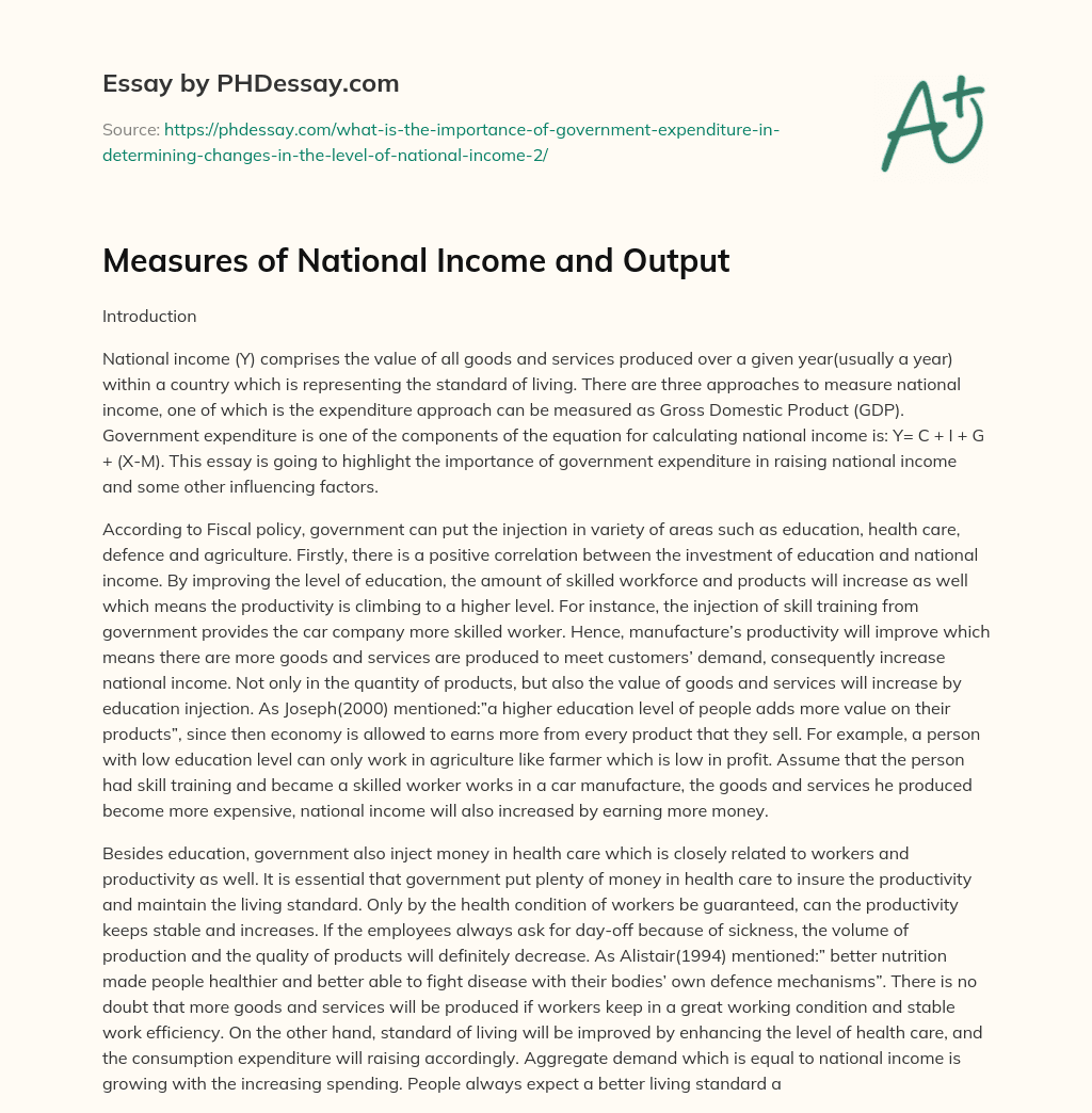 Measures of National Income and Output essay