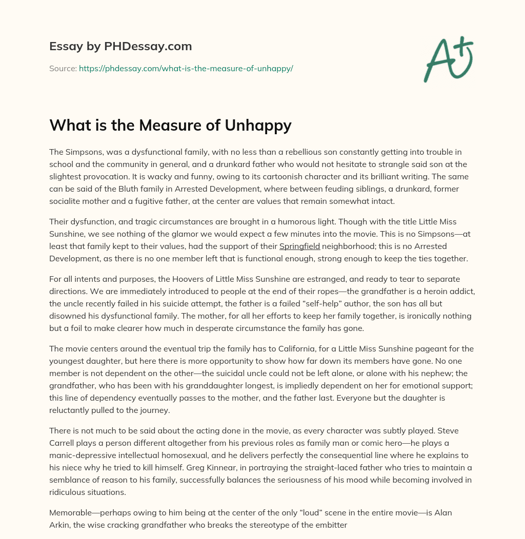 What is the Measure of Unhappy essay