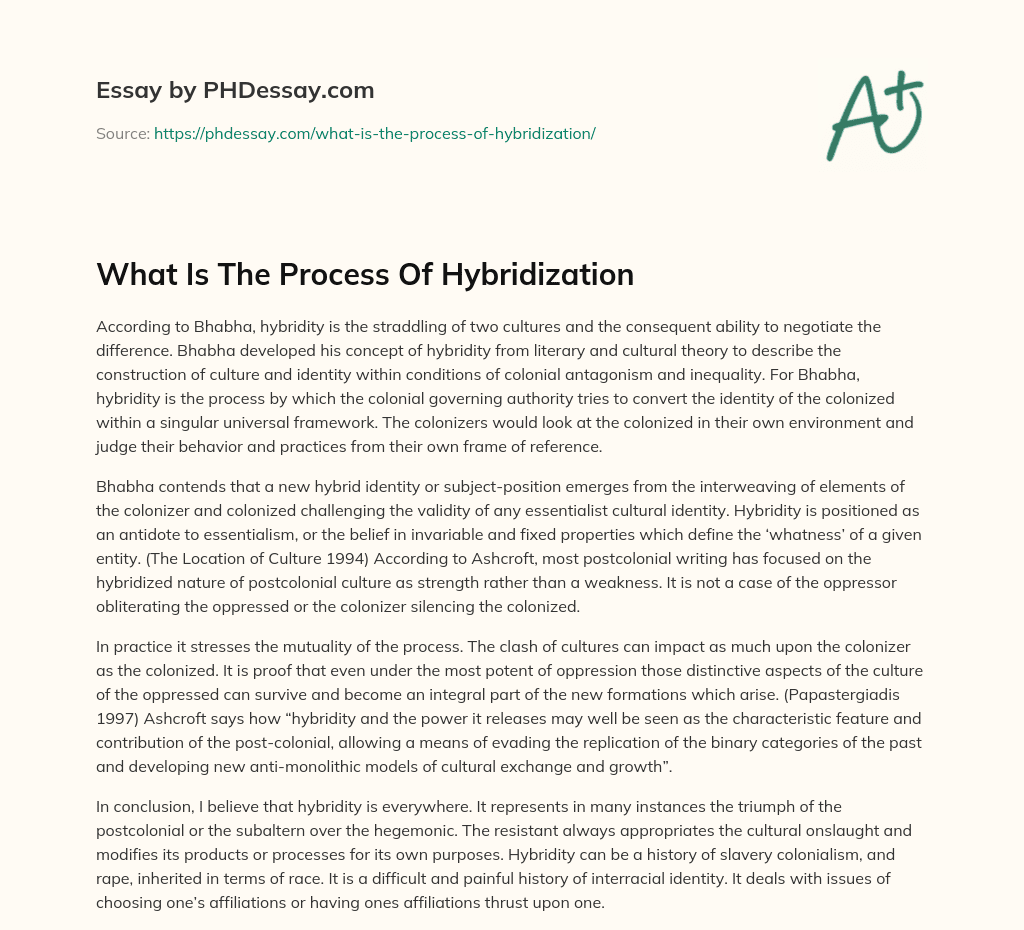 What Is The Process Of Hybridization essay