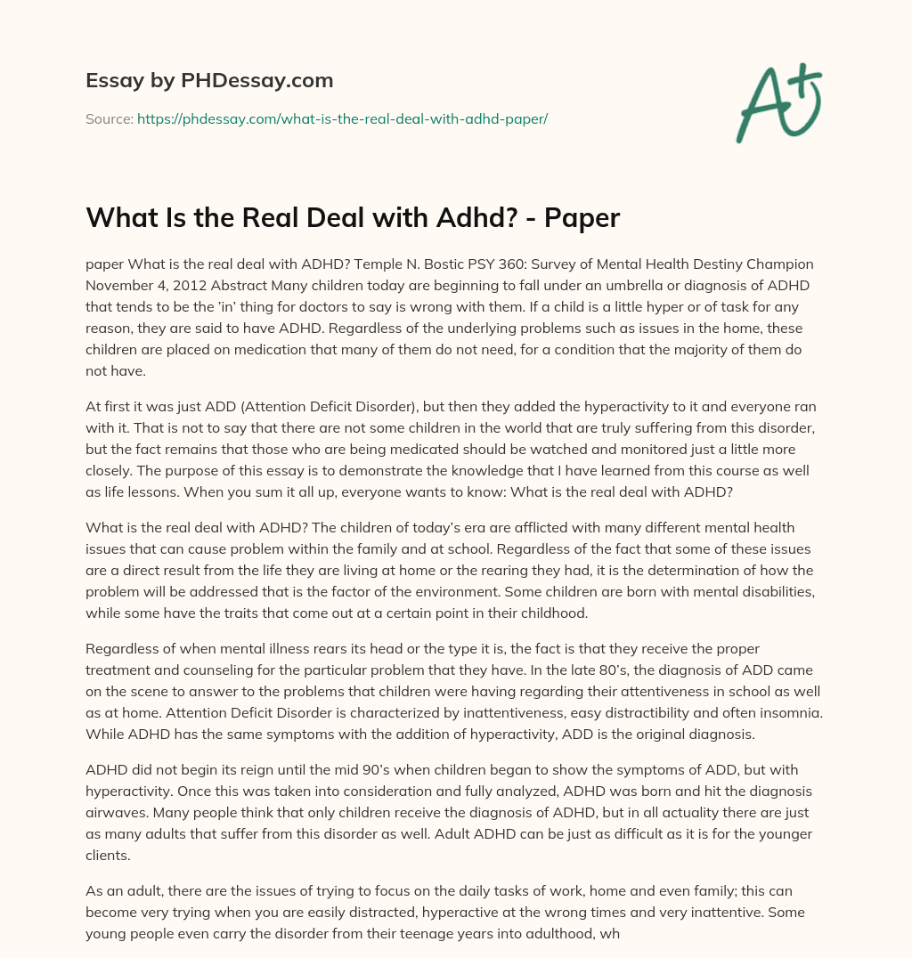 What Is the Real Deal with Adhd? – Paper essay