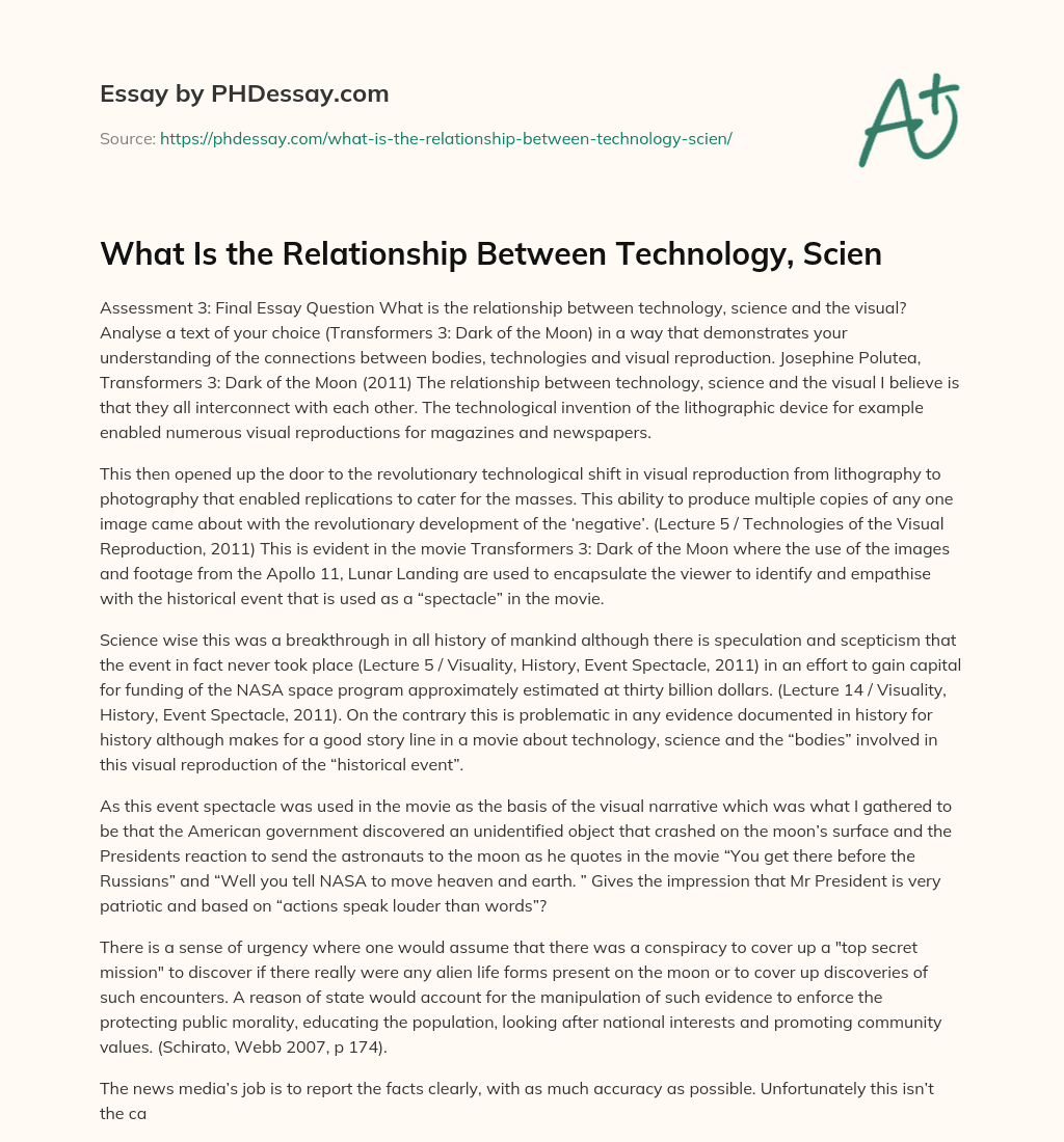 What Is the Relationship Between Technology, Scien essay