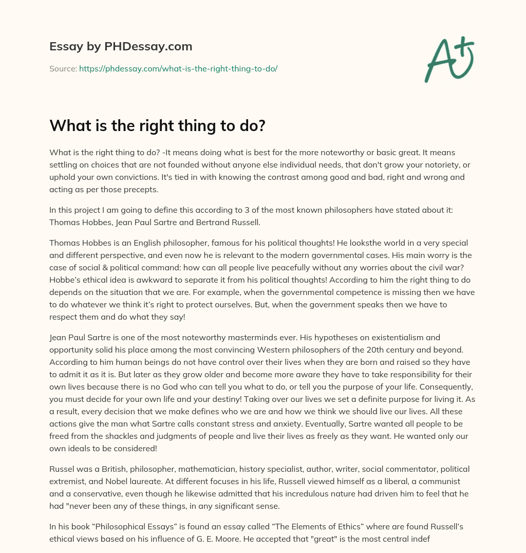 What is the right thing to do? essay