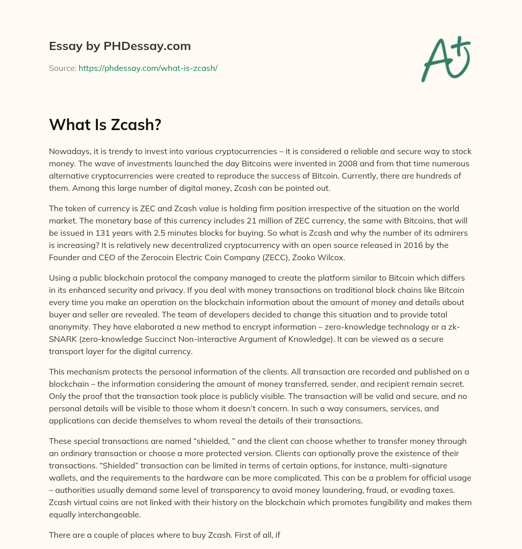 What Is Zcash? essay