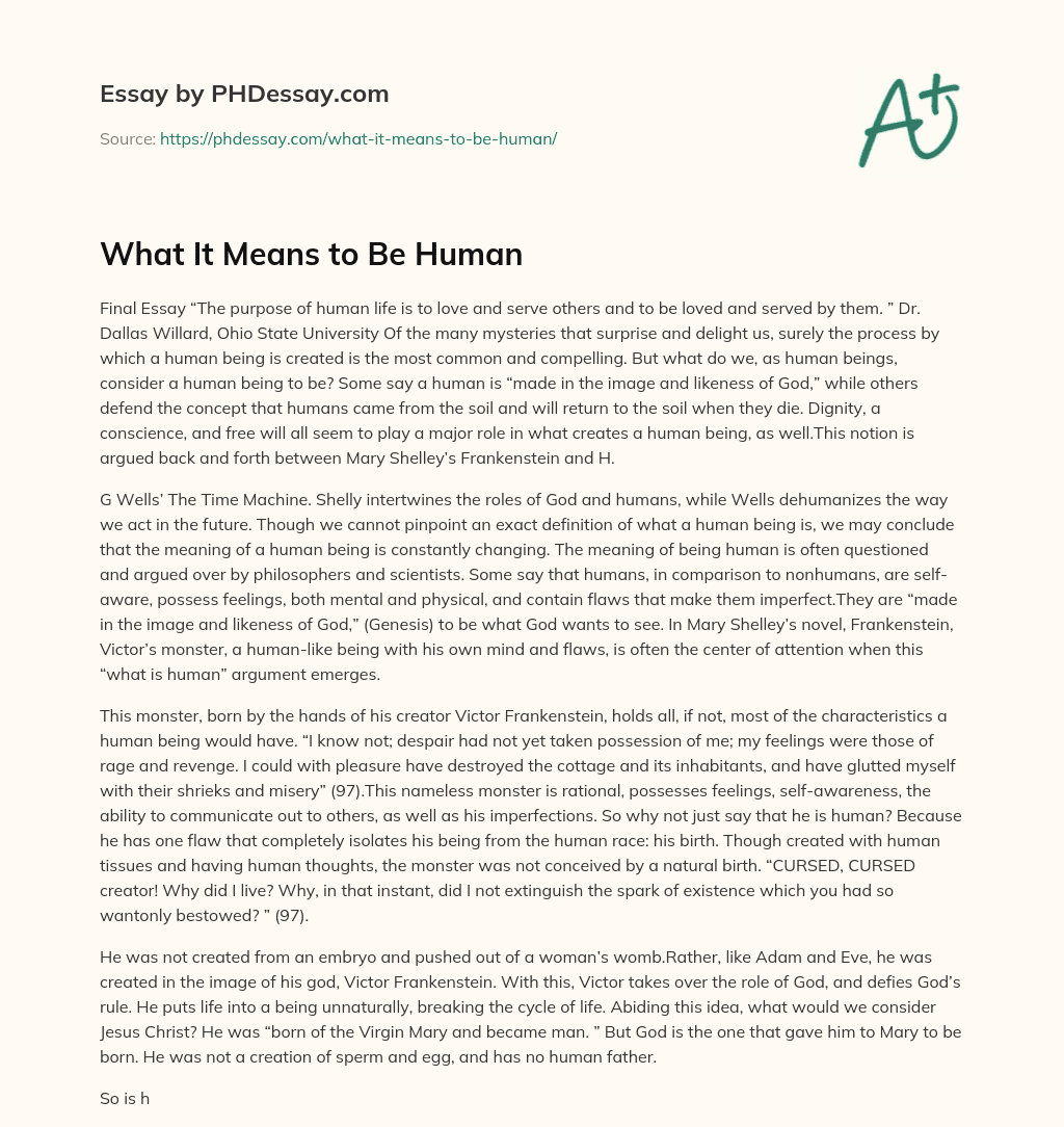 What It Means To Be Human Essay Example PHDessay What It Means To Be Human Essay Example PHDessay