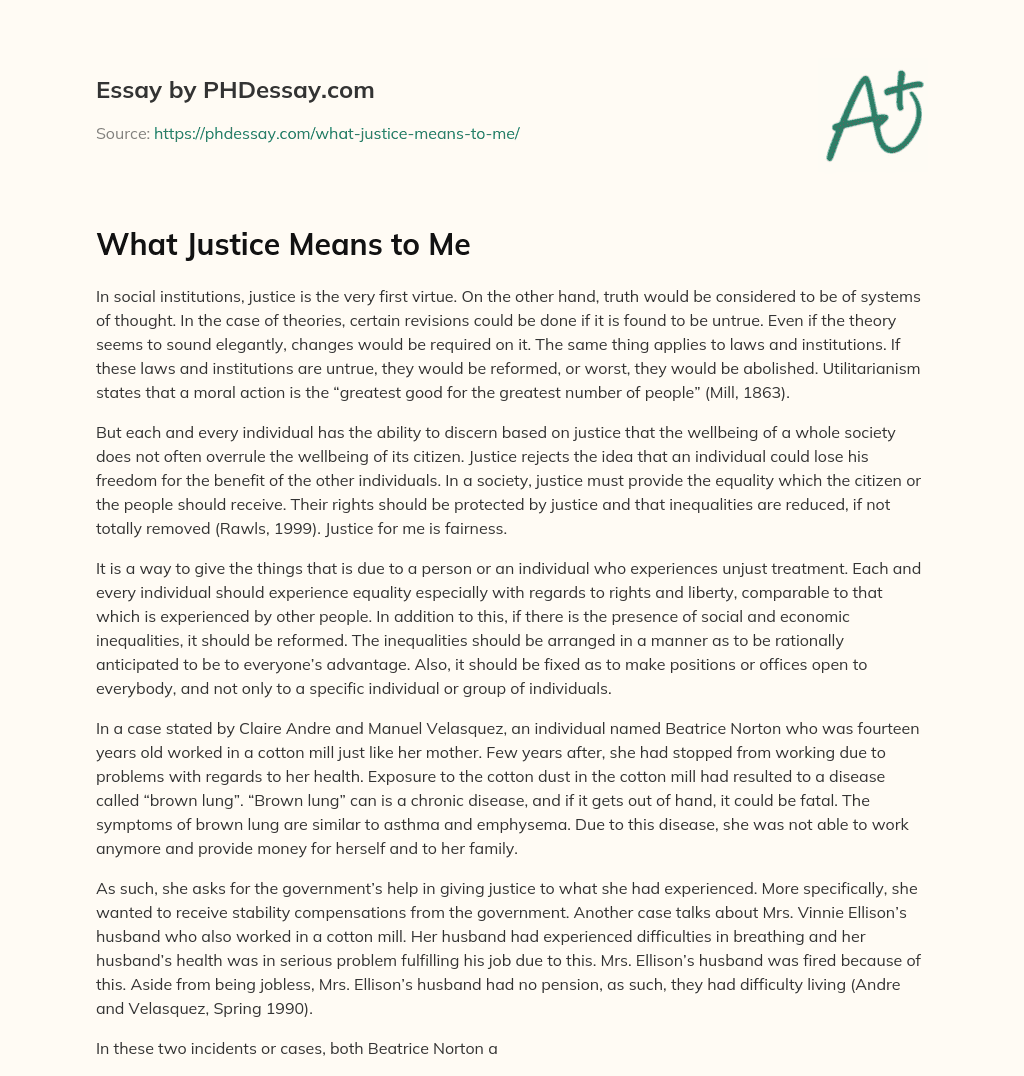 essay on what justice means to you