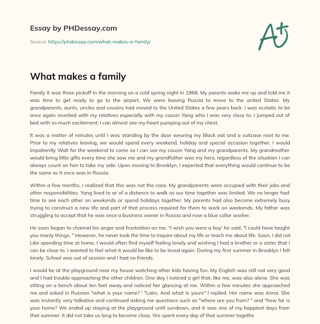 what makes a family special essay