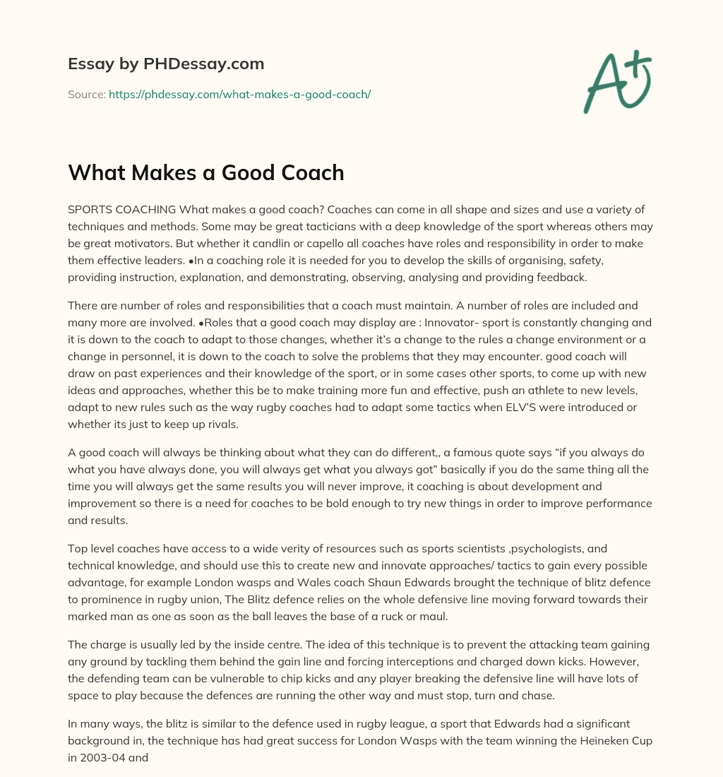 essay about coaching