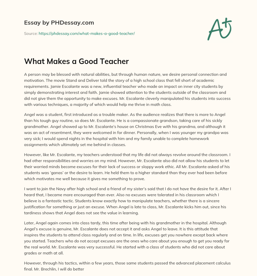 what makes a good teacher essay