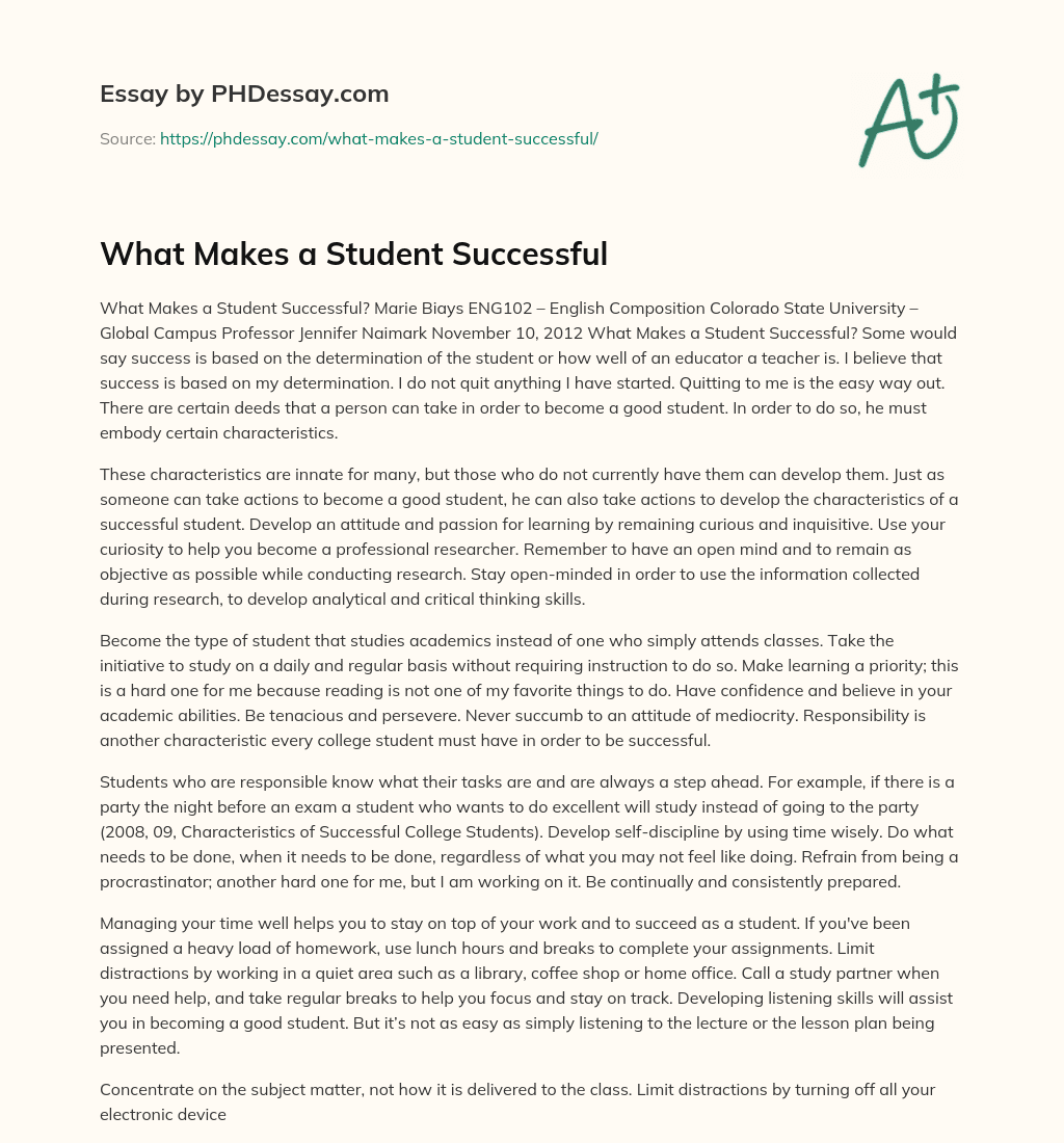 What Makes a Student Successful essay