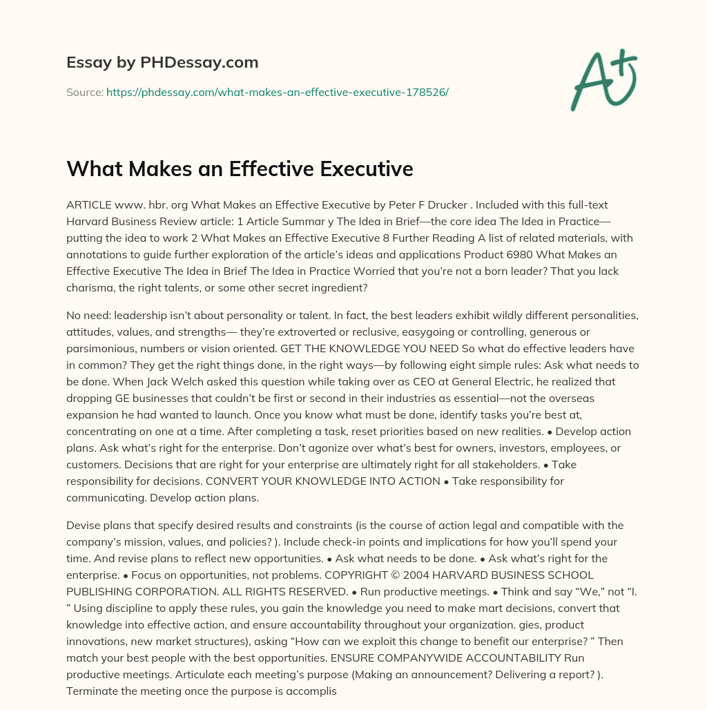 What Makes an Effective Executive essay