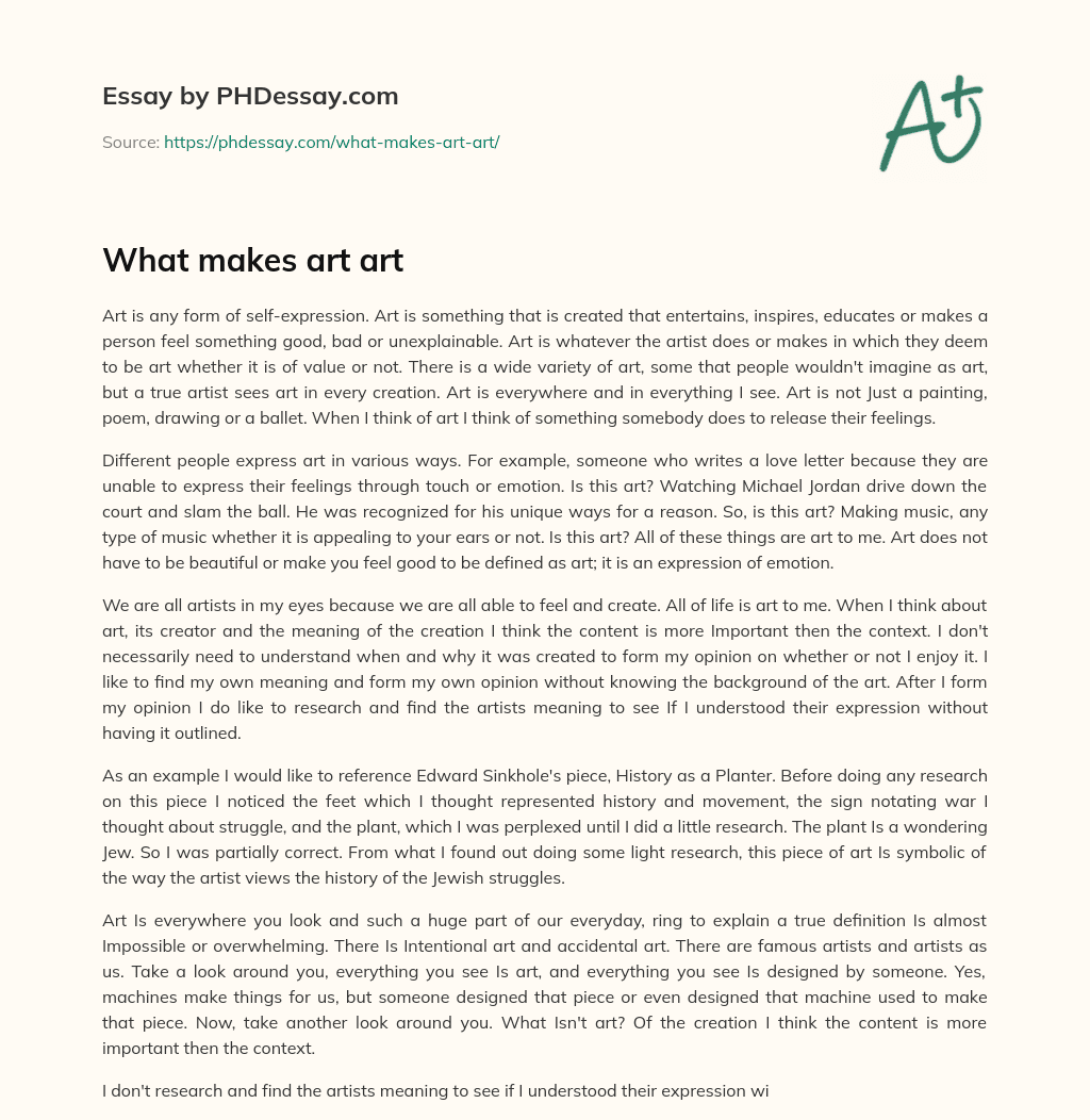 what makes art valuable essay