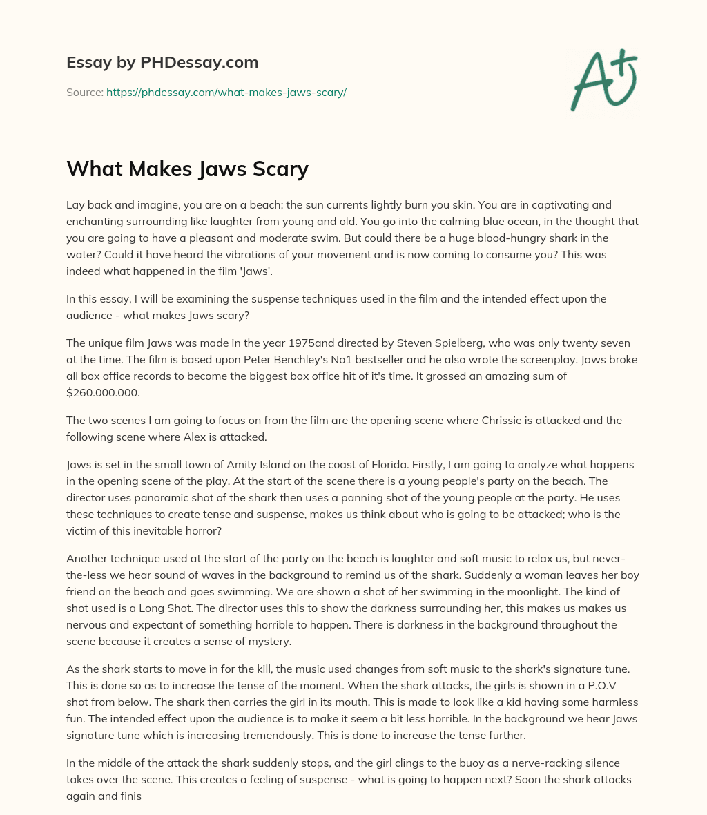 What Makes Jaws Scary essay