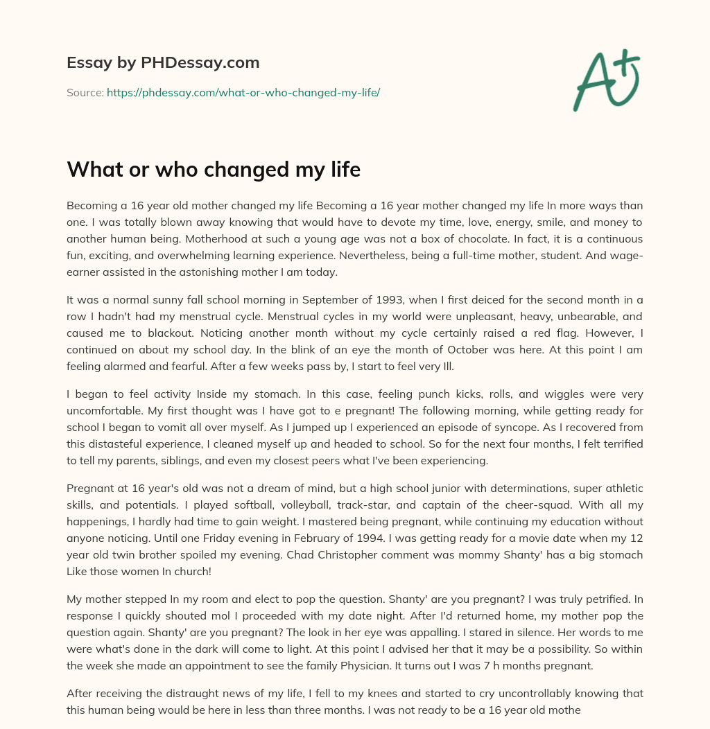 what changed my life essay