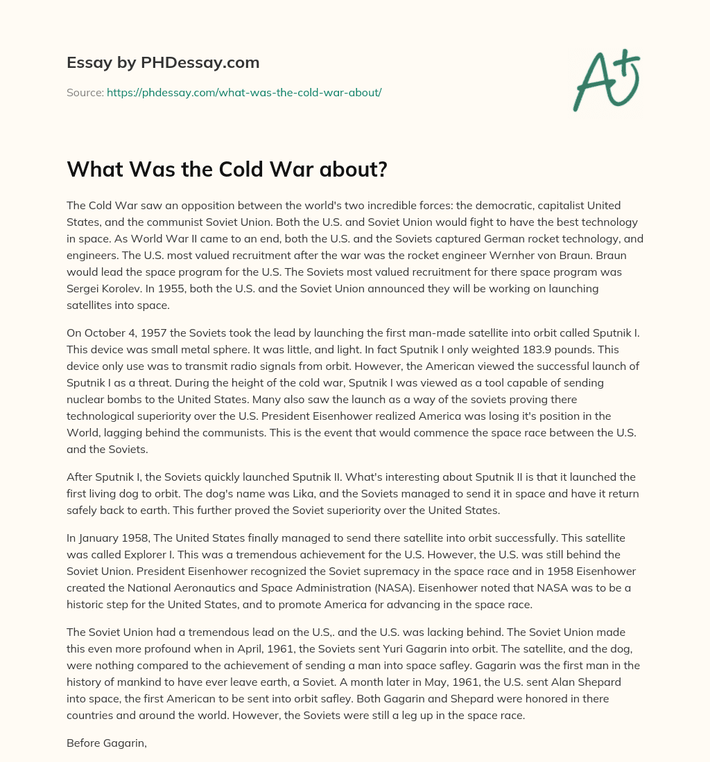 What Was the Cold War about? essay
