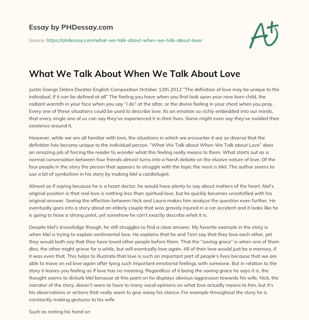 What We Talk About When We Talk About Love essay