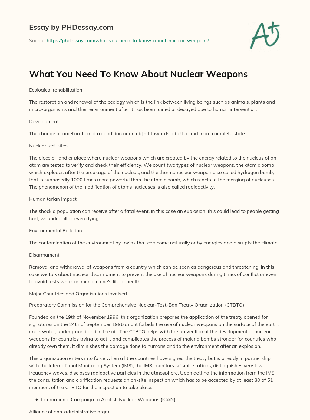 What You Need To Know About Nuclear Weapons essay