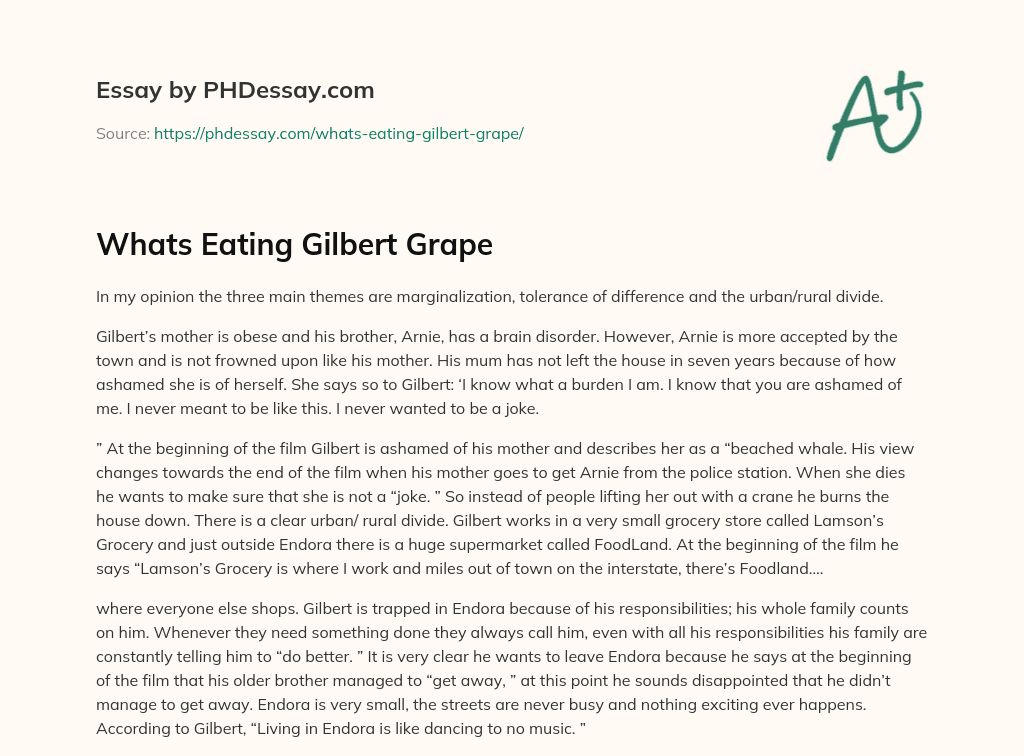 Whats Eating Gilbert Grape essay