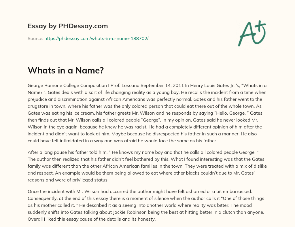Whats in a Name? essay