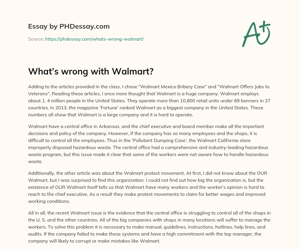 What’s wrong with Walmart? (300 Words)