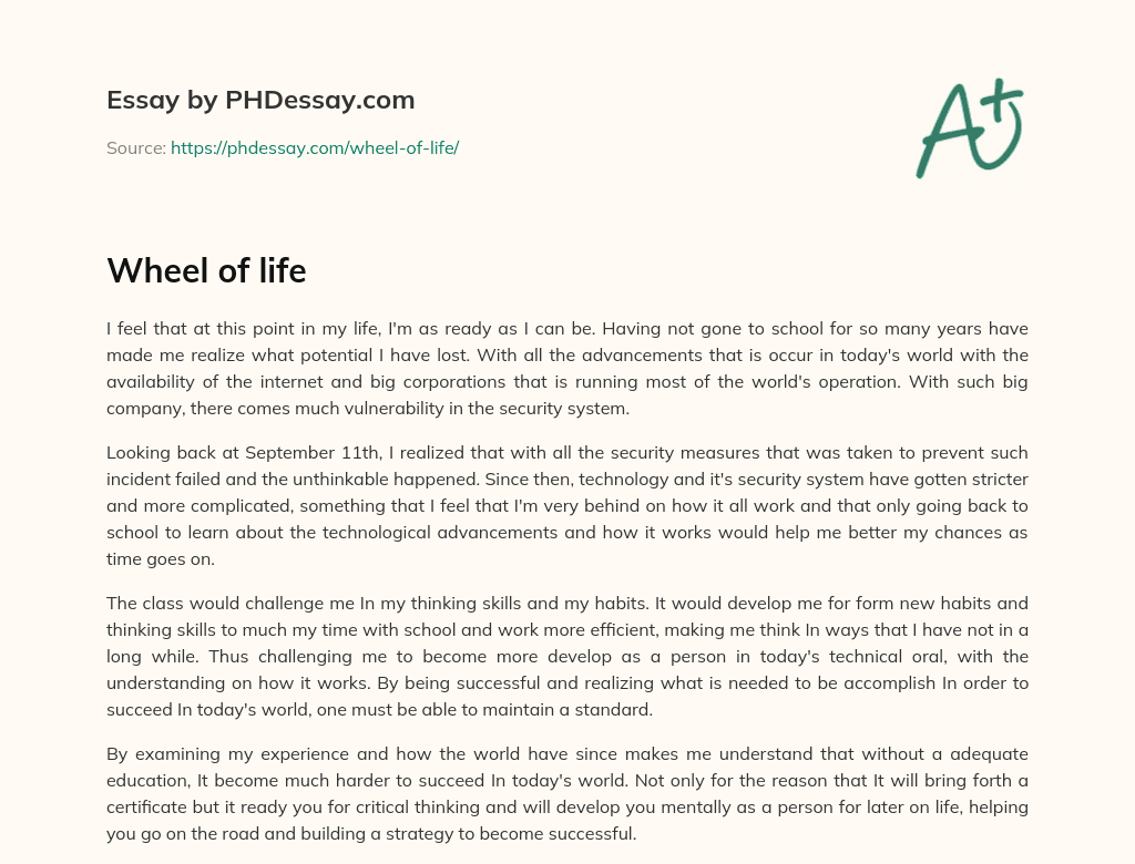 Wheel of life essay