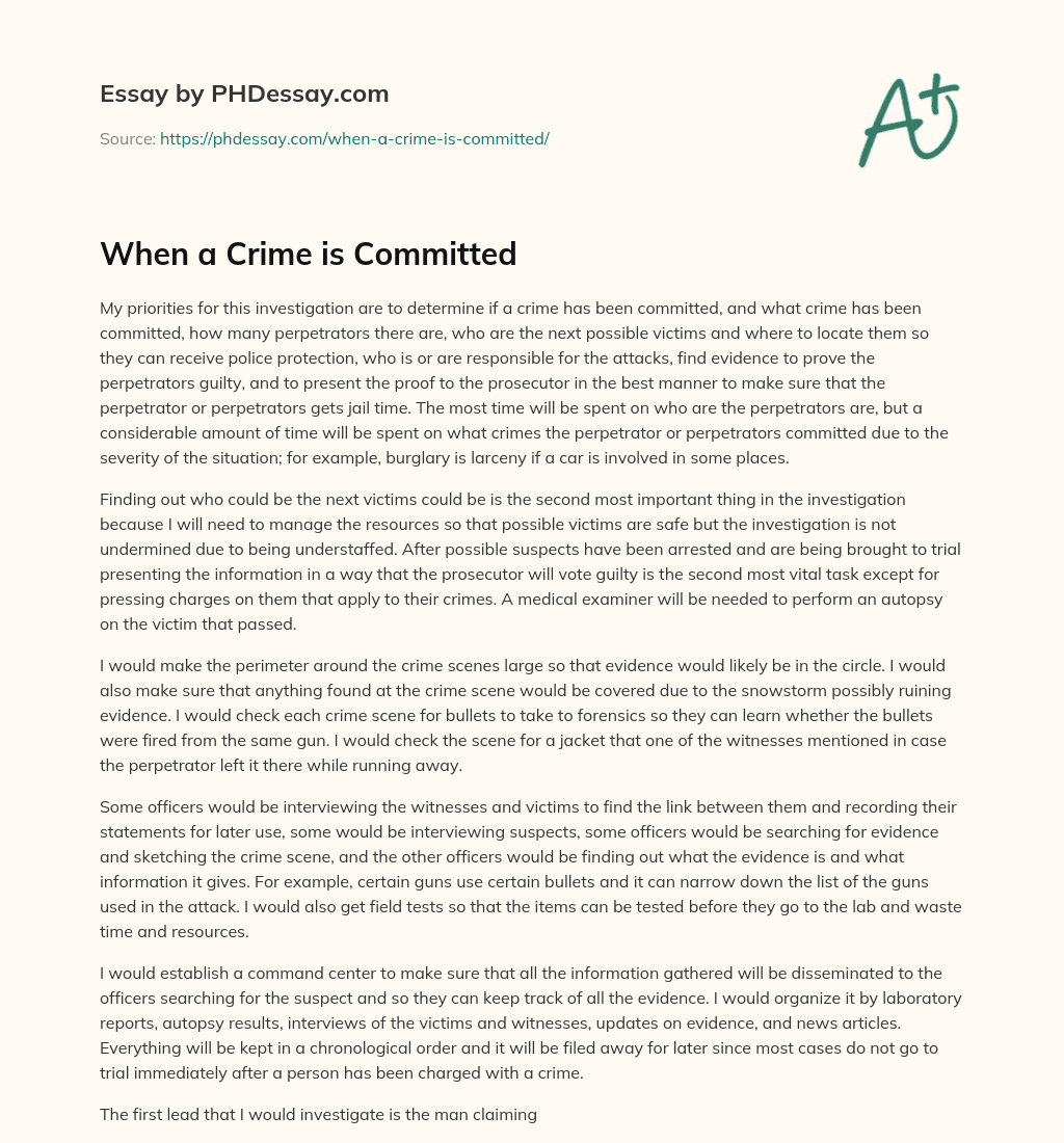 When a Crime is Committed essay