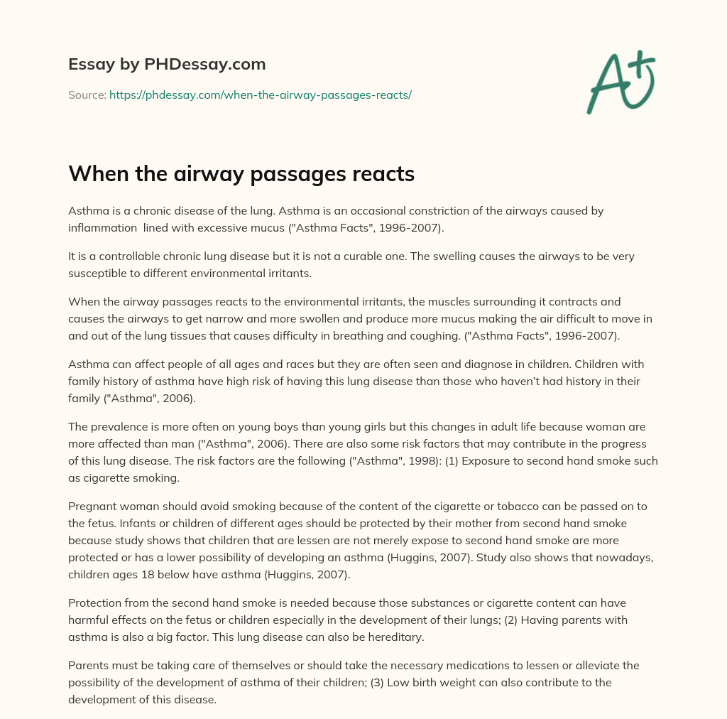When the airway passages reacts essay