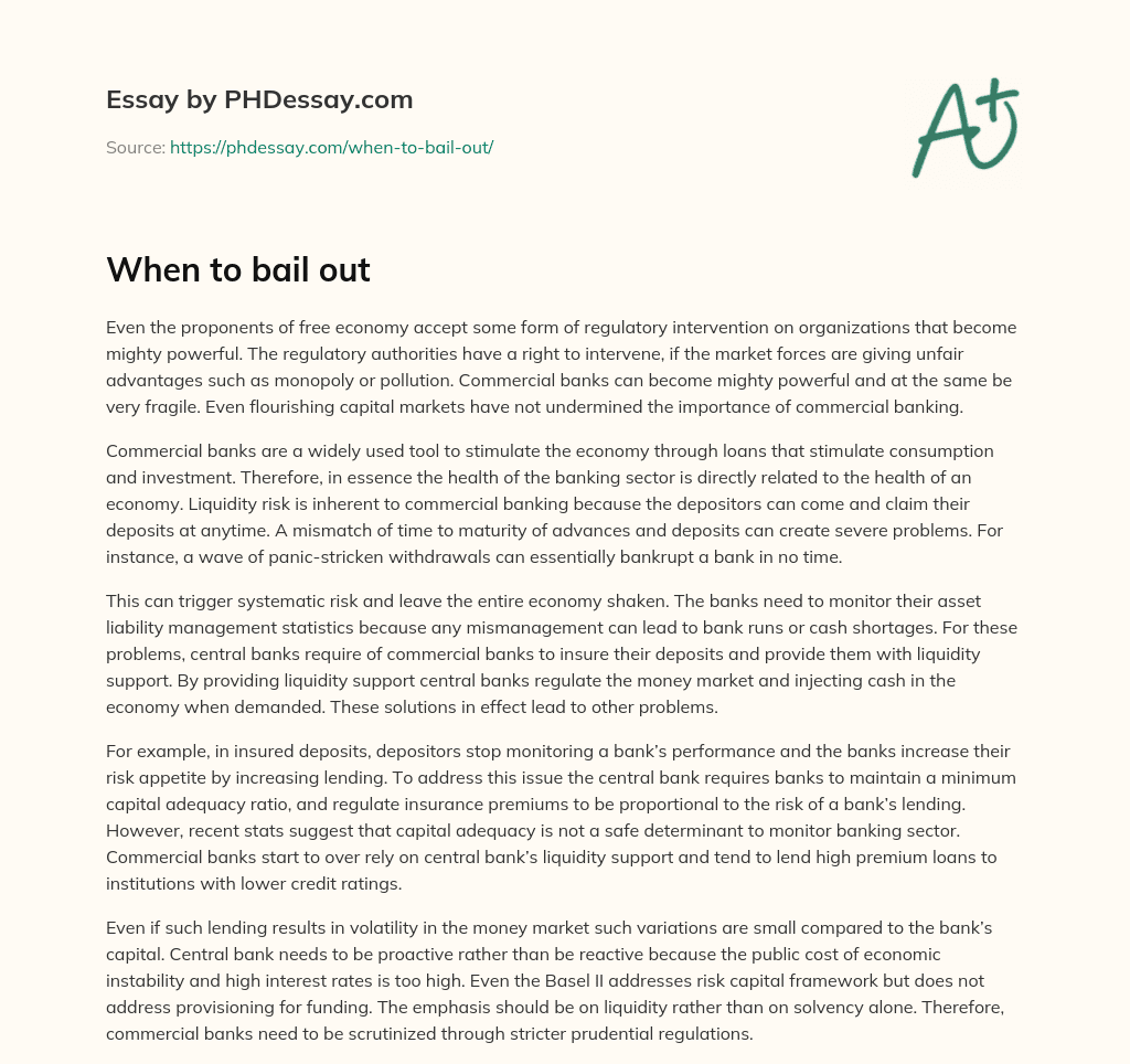 When to bail out essay