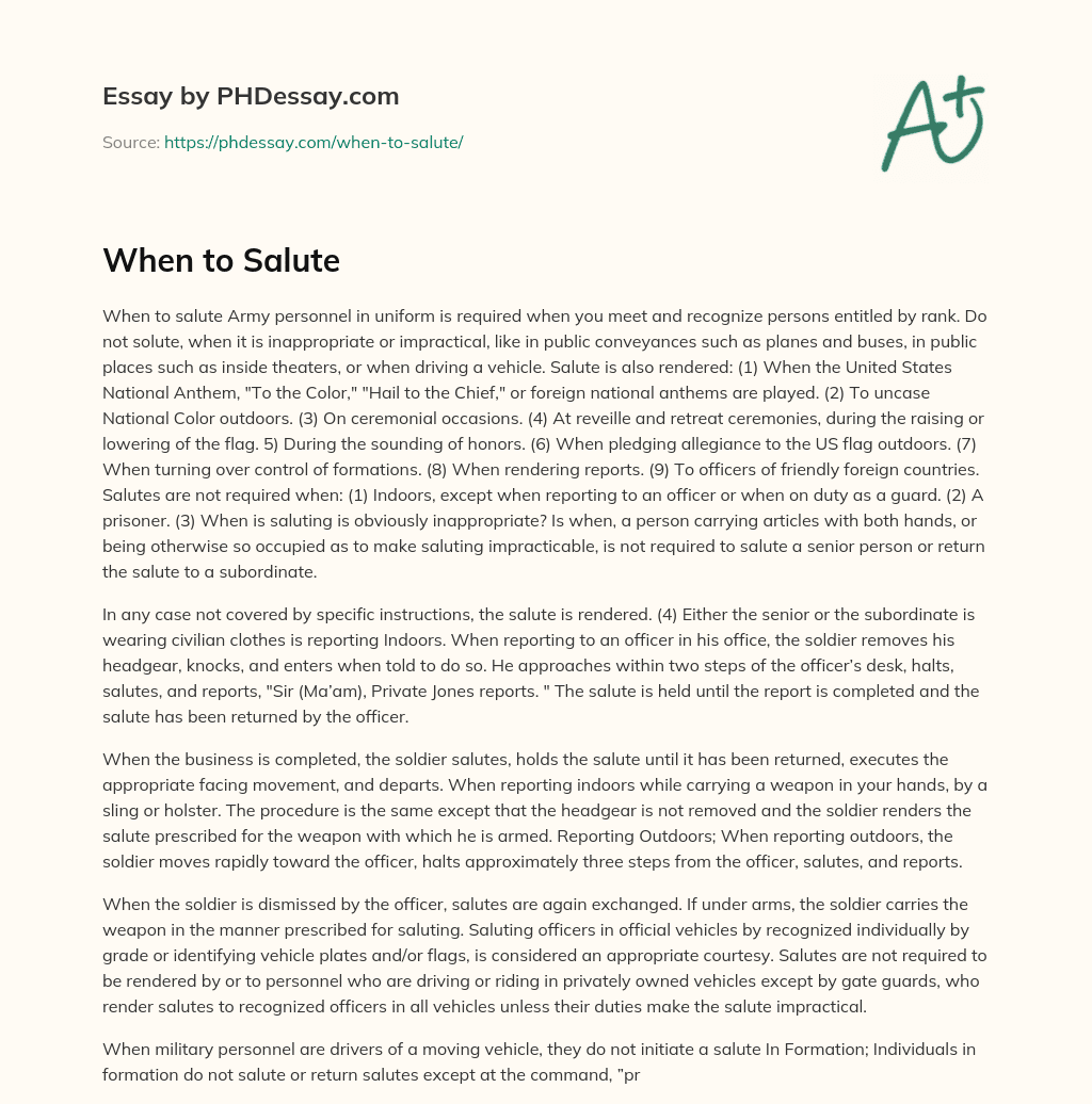 When to Salute essay