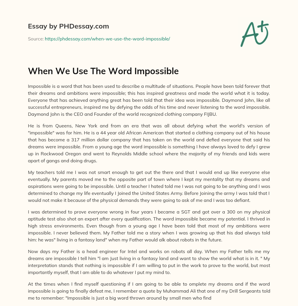When We Use The Word Impossible essay