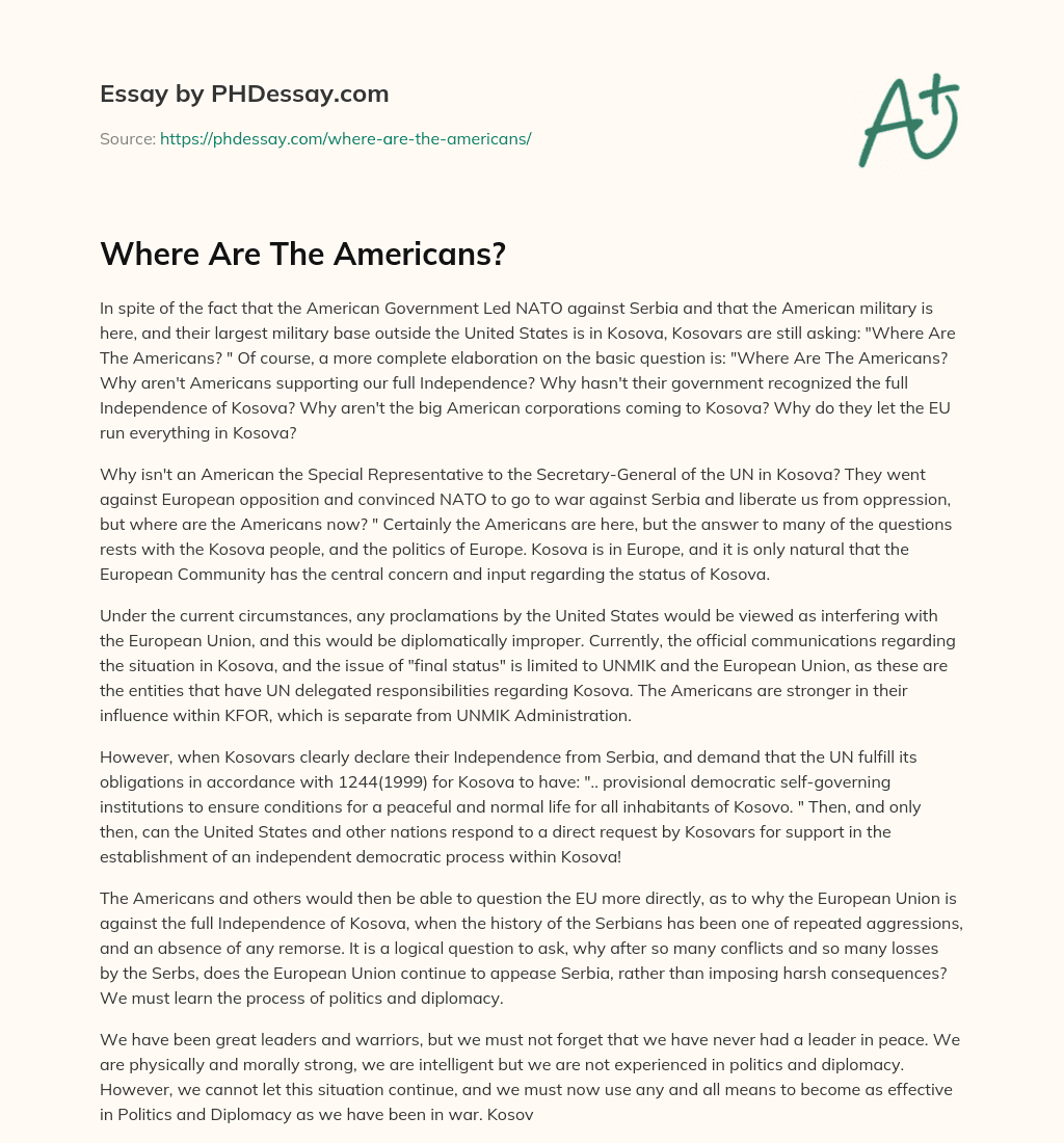 Where Are The Americans? essay