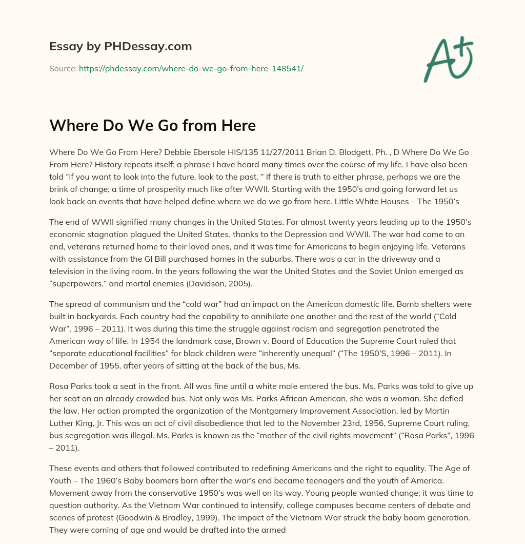 Where Do We Go From Here? essay
