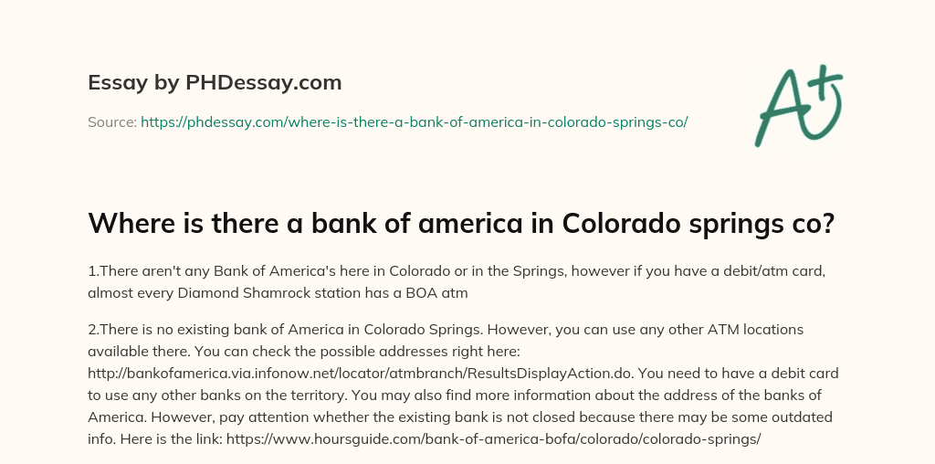 Where is there a bank of america in Colorado springs co? essay