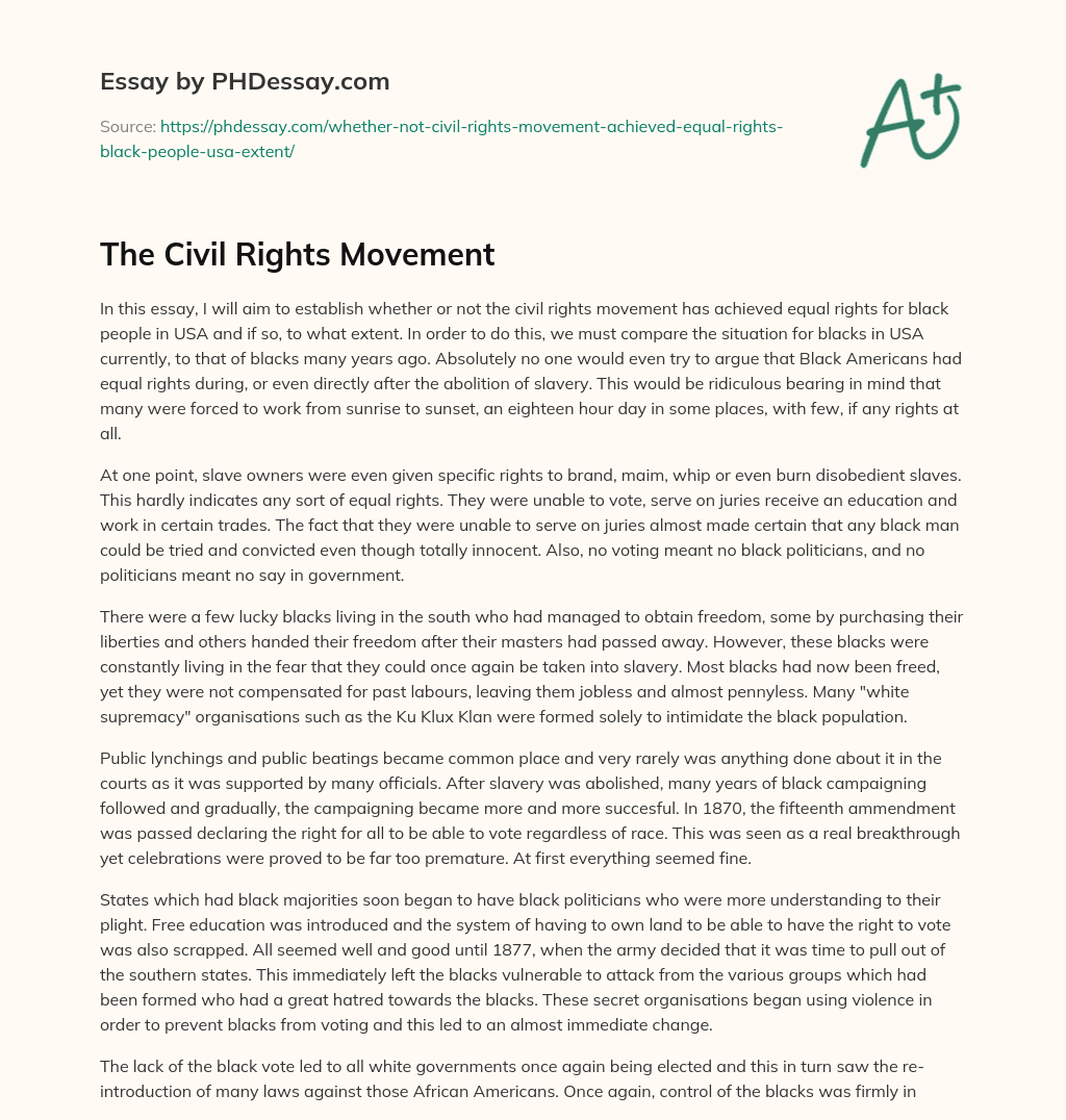 The Civil Rights Movement essay