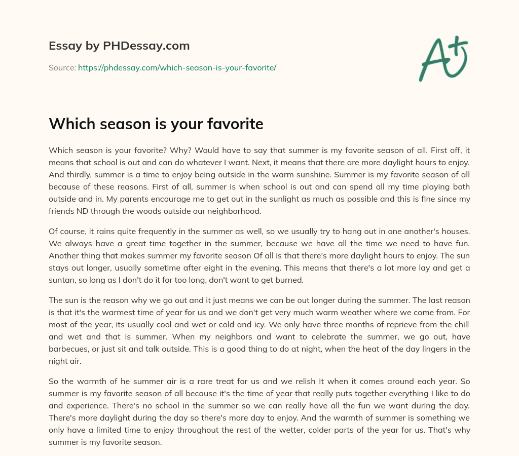 Which season is your favorite essay