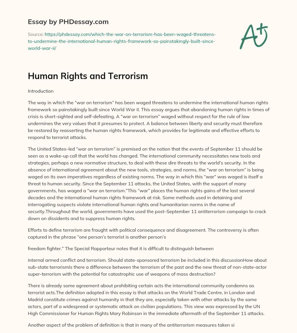 Human Rights and Terrorism essay