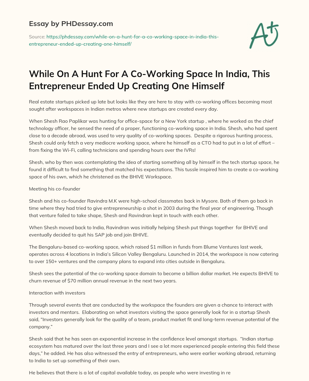 While On A Hunt For A Co-Working Space In India, This Entrepreneur Ended Up Creating One Himself essay