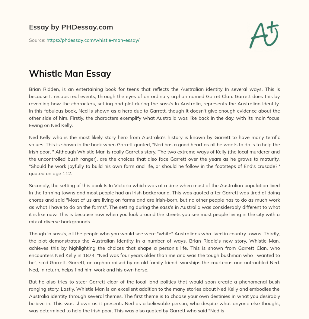 Whistle Man Essay essay