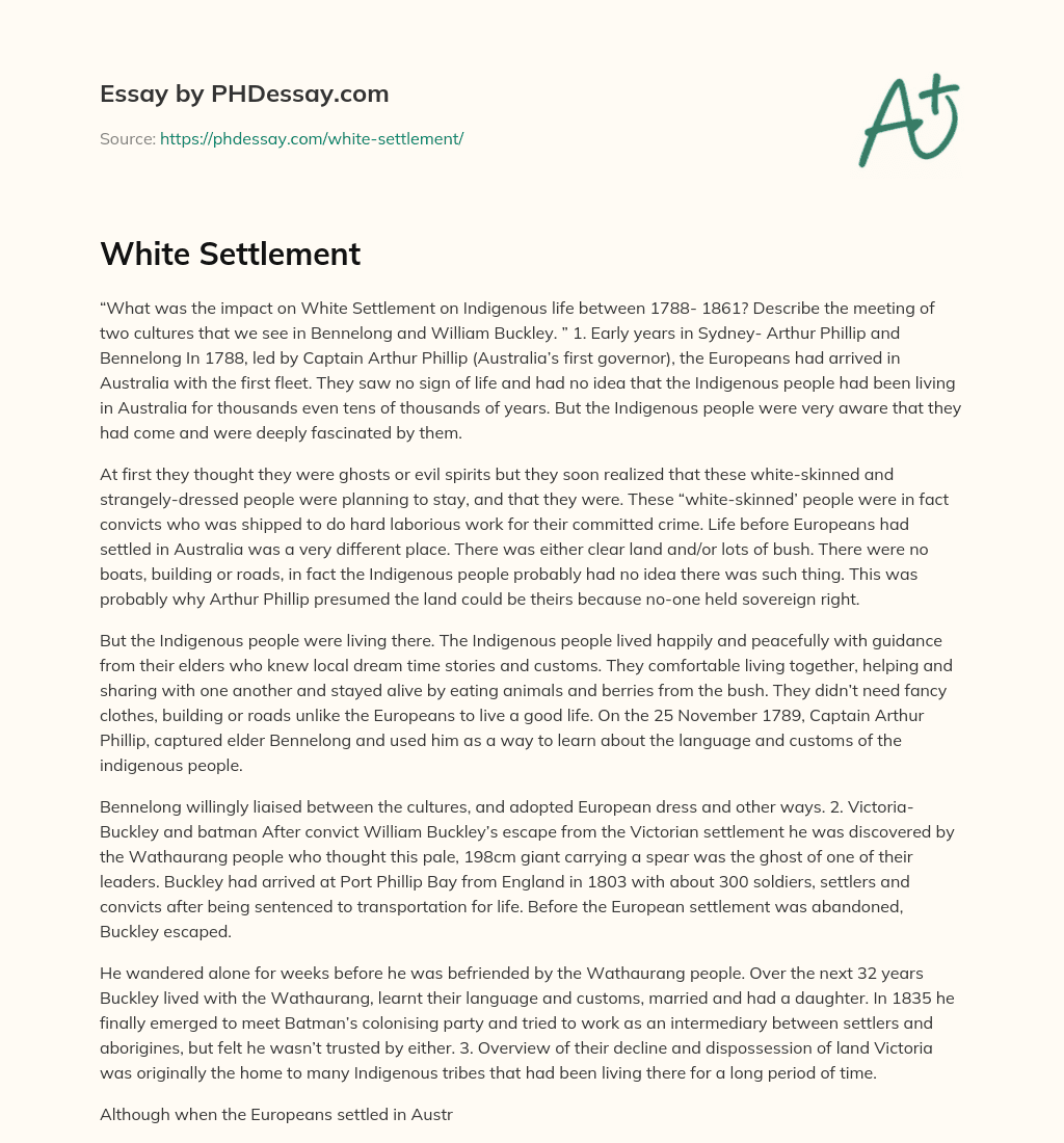 White Settlement (600 Words)