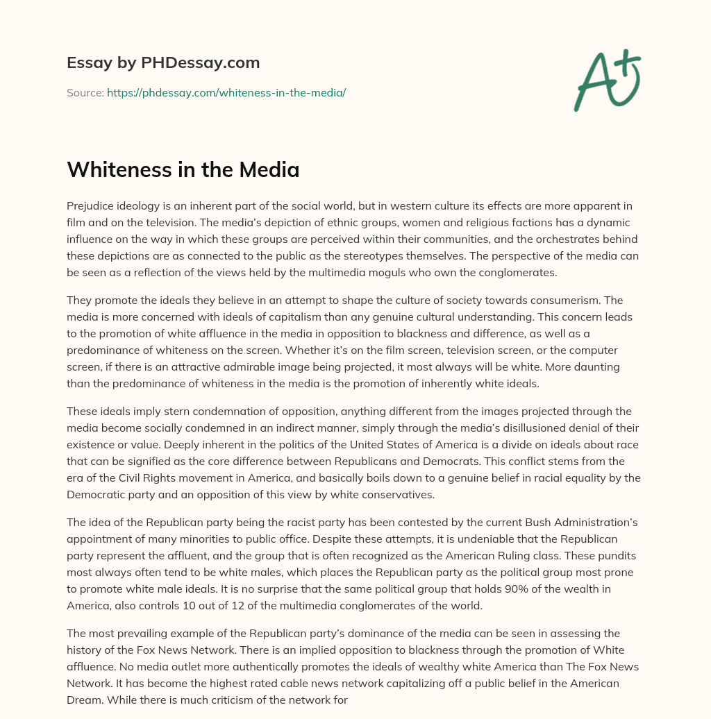 Whiteness in the Media essay