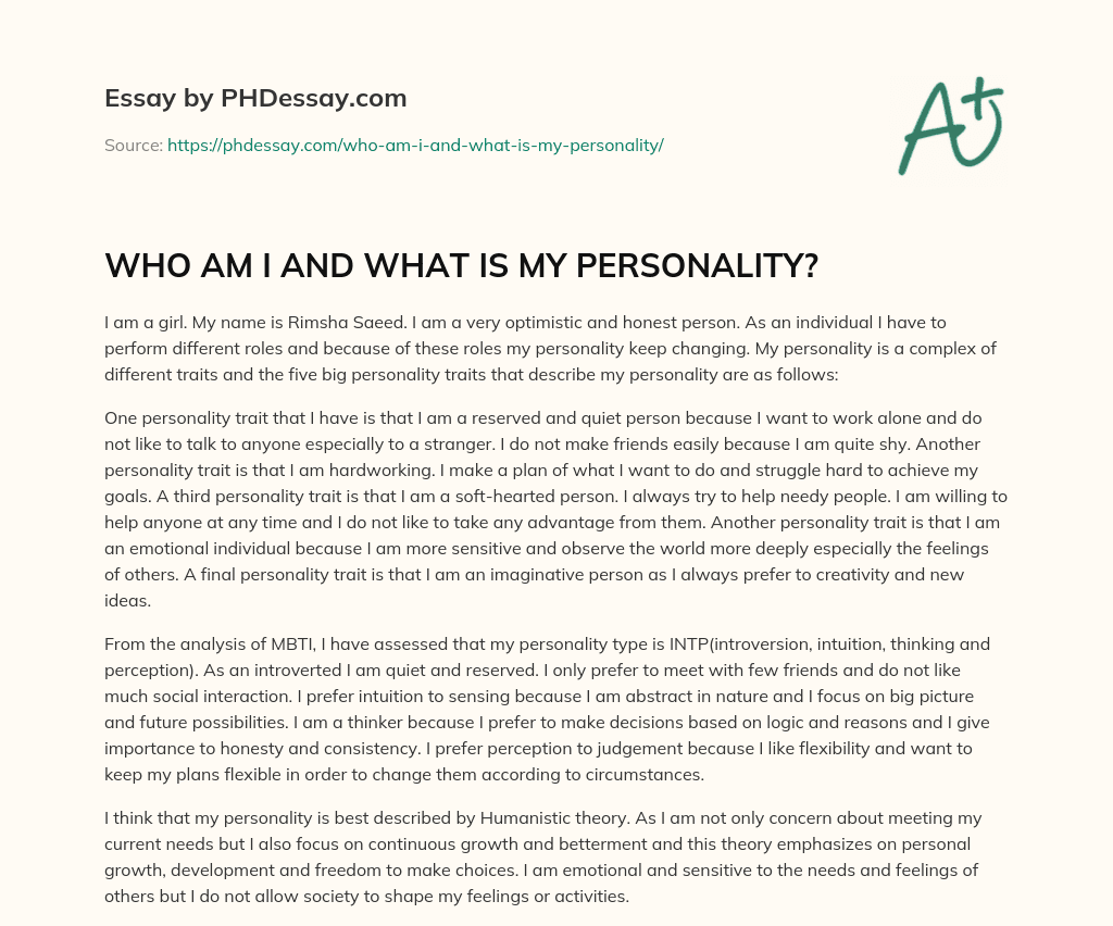 what is my personality essay