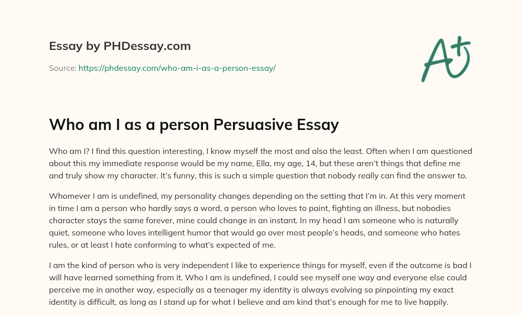 who am i essay 200 words examples