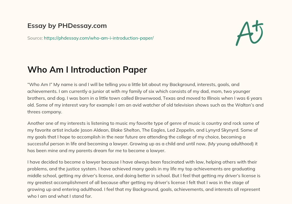 introduction about who am i essay