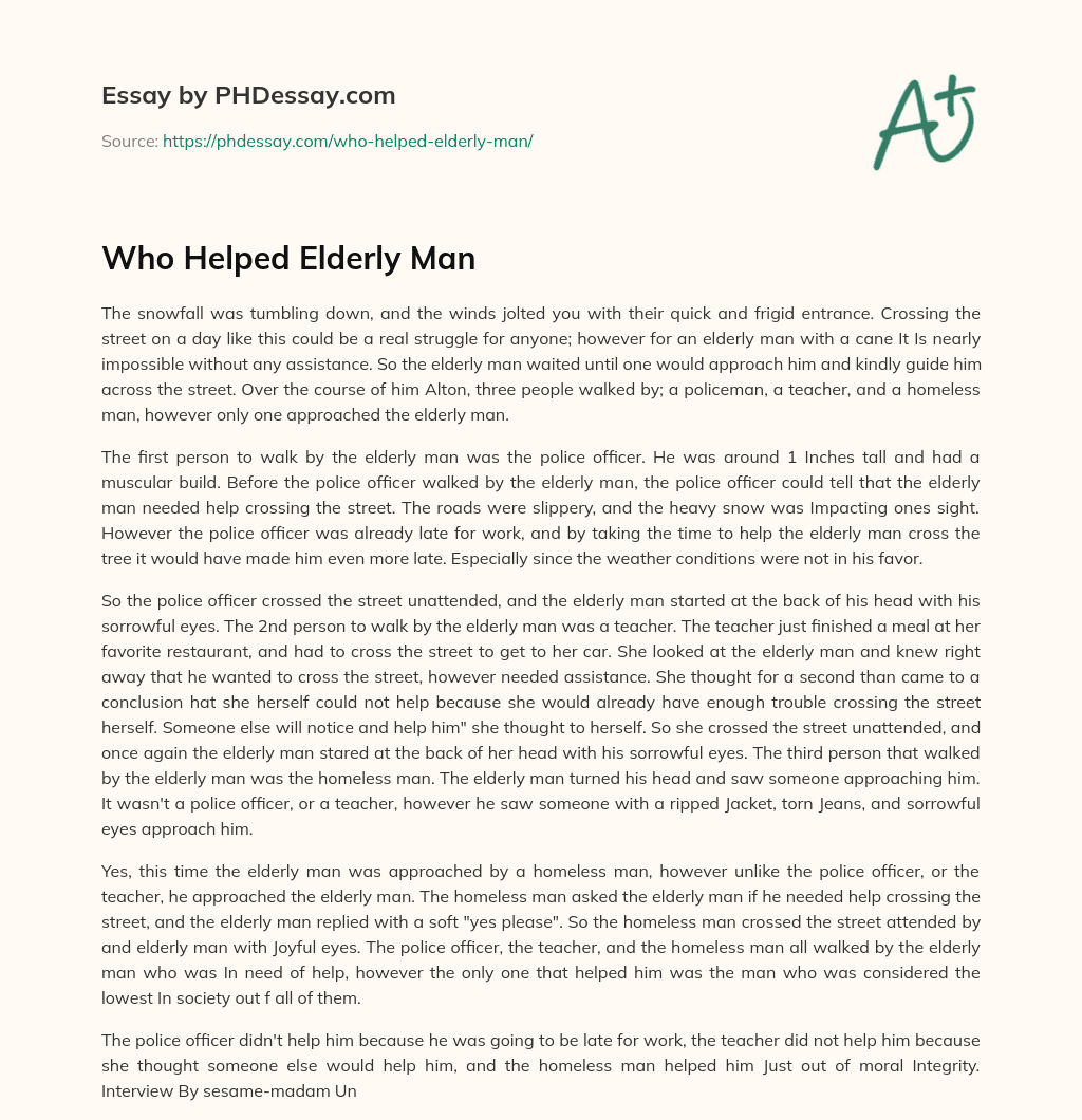 Who Helped Elderly Man essay