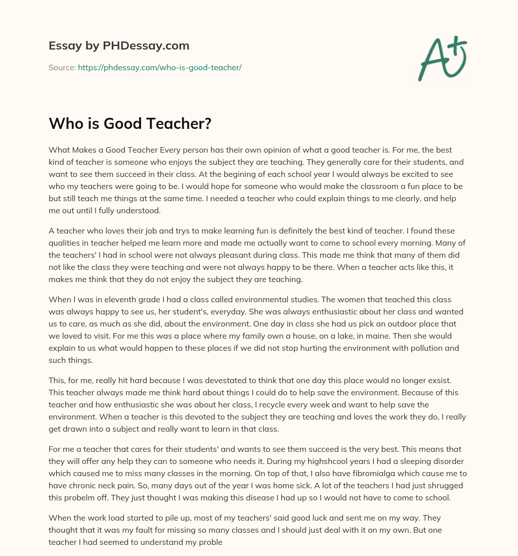 Who is Good Teacher? essay