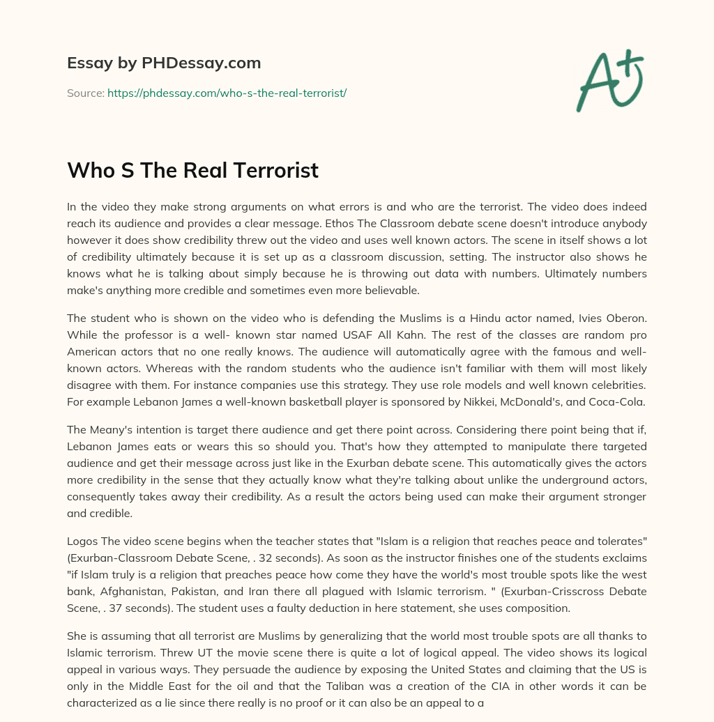 Who S The Real Terrorist essay